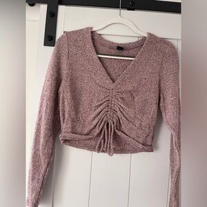 Wild Fable Mauve Ruched Knit Crop Top
